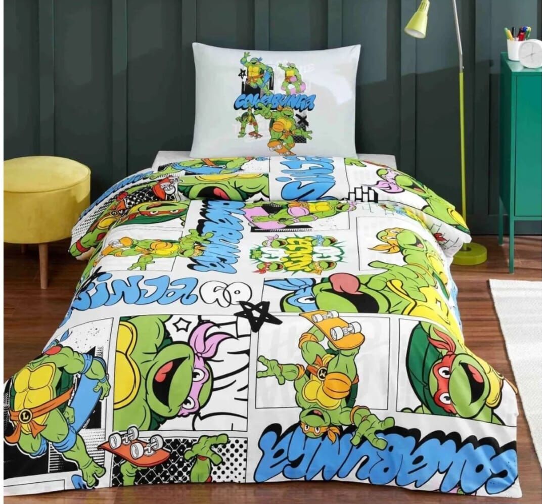 TAÇ LİSANSLI NINJA TURTLES FOUR TEK KİŞİLİK NEVRESİM TAKIMI