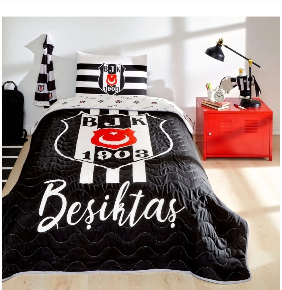 TAÇ LİSANSLI BEŞİKTAŞ STRIPE TEK KİŞİLİK YATAK ÖRTÜSÜ TAKIMI