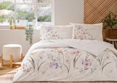 ÖZDİLEK ÇİFT KİŞİLİK NEVRESİM TAKIMI WHITE LILY LİLA