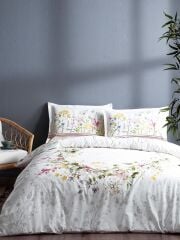 ÖZDİLEK ÇİFT KİŞİLİK RANFORCE NEVRESİM TAKIMI JARDIN DE FLOR BEYAZ