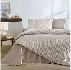 ÖZDİLEK ÇİFT KİŞİLİK RANFORCE NEVRESİM TAKIMI NATURAL LINE BEJ