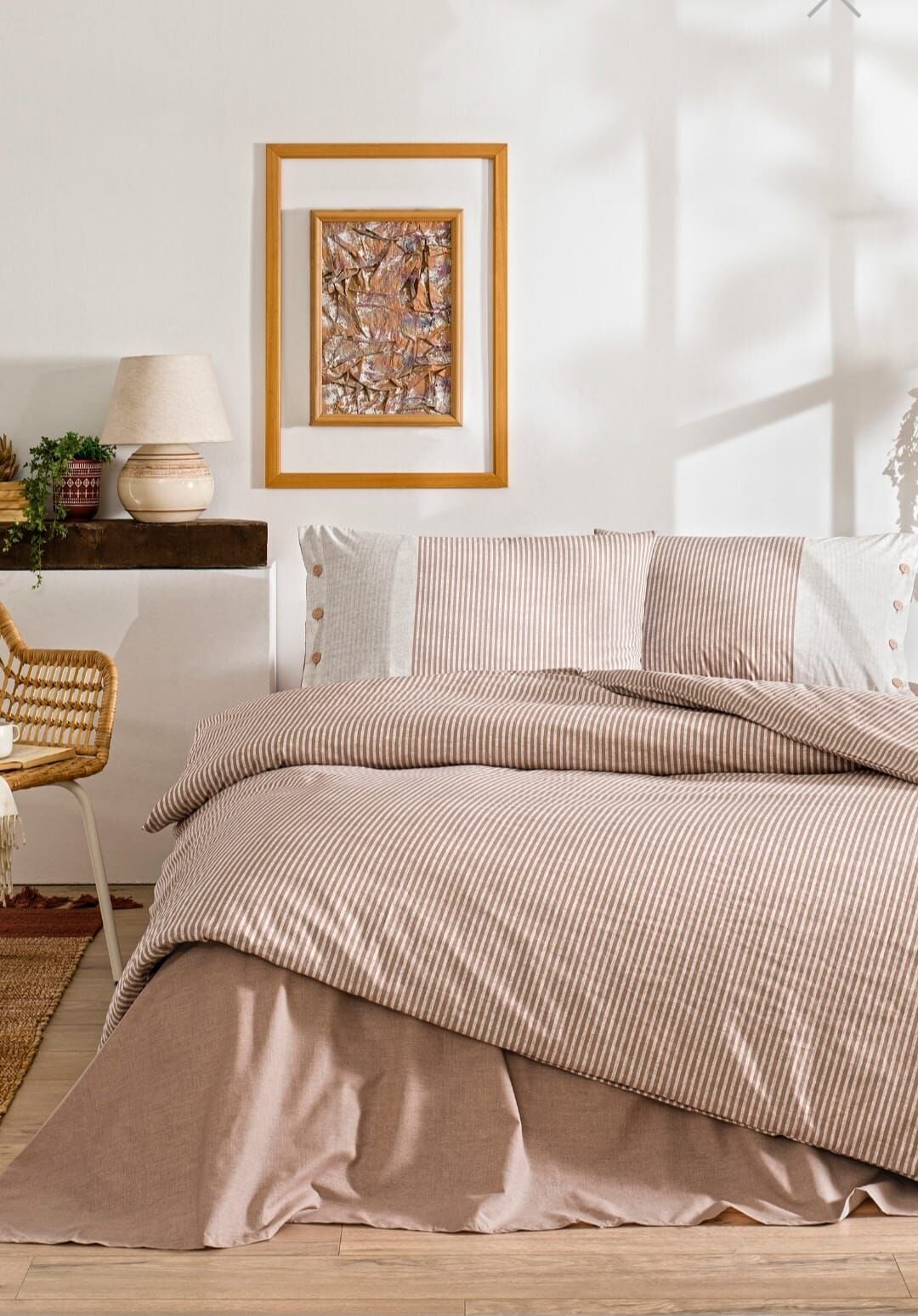 Özdilek Çift Kişilik Ranforce Nevresim Takımı Natural Line Somon