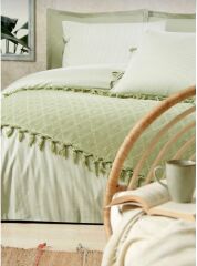 Özdilek Pikeli Ranforce Nevresim Takımı Çift Kişilik Natural Yeşil