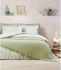 Özdilek Pikeli Ranforce Nevresim Takımı Çift Kişilik Natural Yeşil