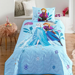 Taç Lisanslı Tek Kişilik Yatak Örtüsü Takımı Frozen Flower Power