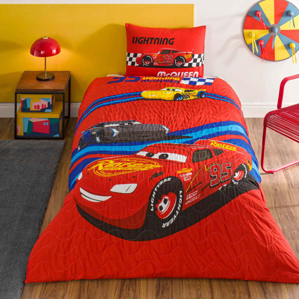 Taç Lisanslı Disney Cars Race Track Pamuk Tek Kişilik Complete Set