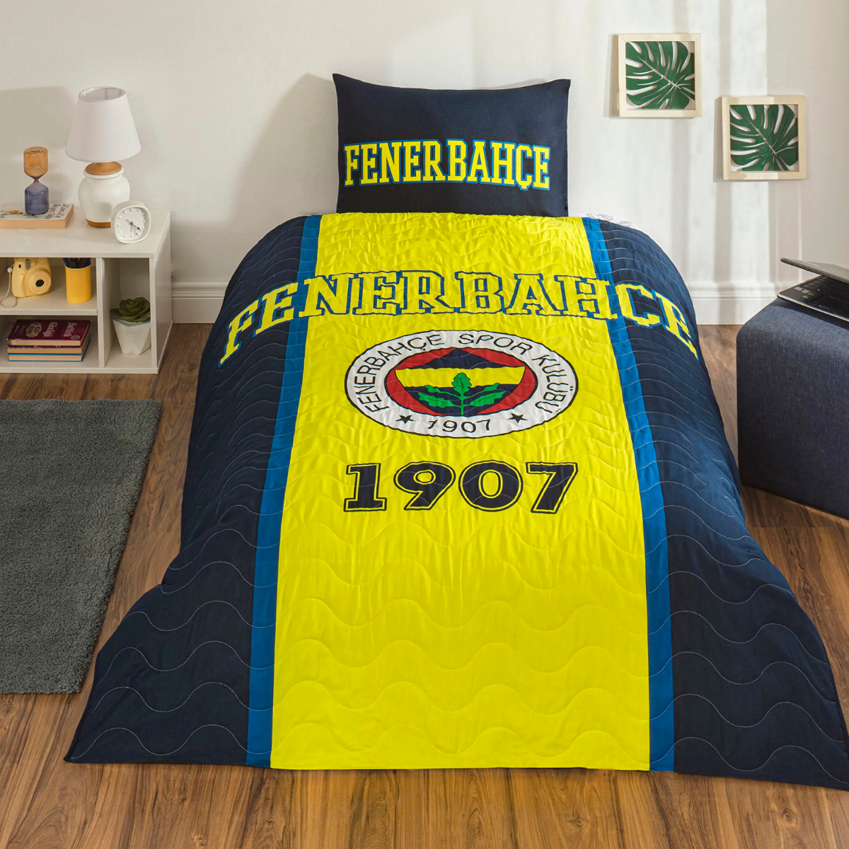 Taç Lisanslı Fenerbahçe Kanarya Pamuk Tek Kişilik Complete Set