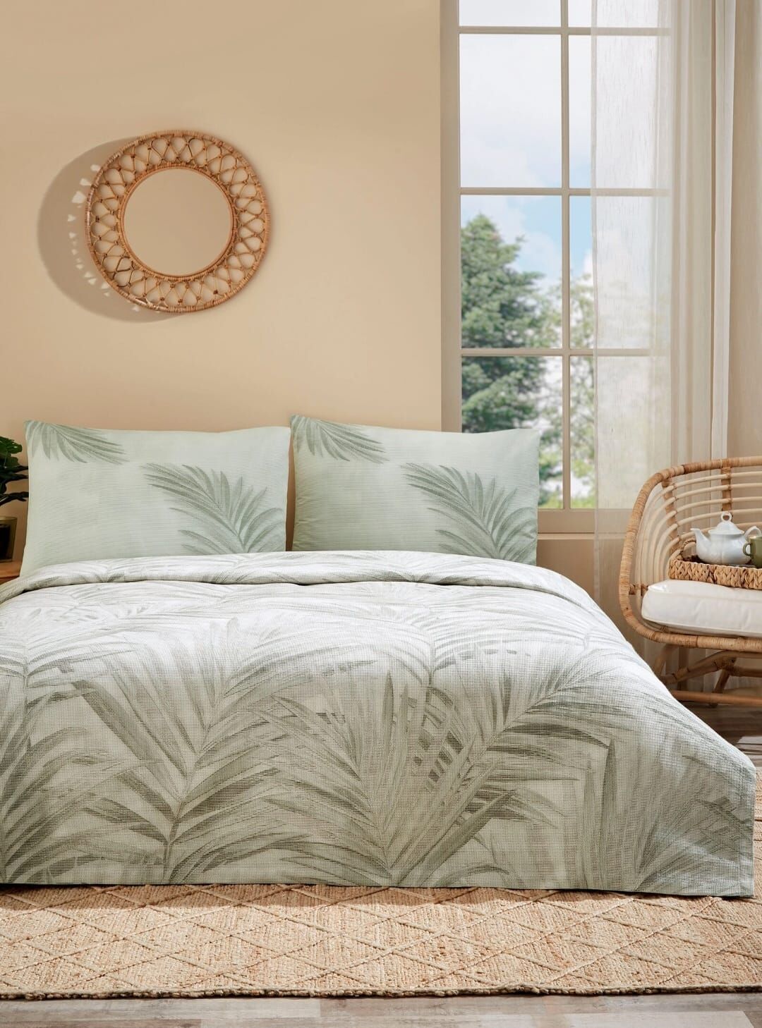 Özdilek Çift Kişilik Ranforce Pike Takımı Ravenea Yeşil