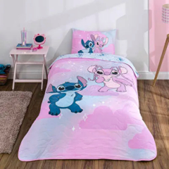 Taç Lisanslı Disney Stitch Shiny Tek Kişilik Yatak Örtüsü Seti