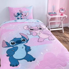 Taç Lisanslı Disney Stitch Shiny Tek Kişilik Yatak Örtüsü Seti