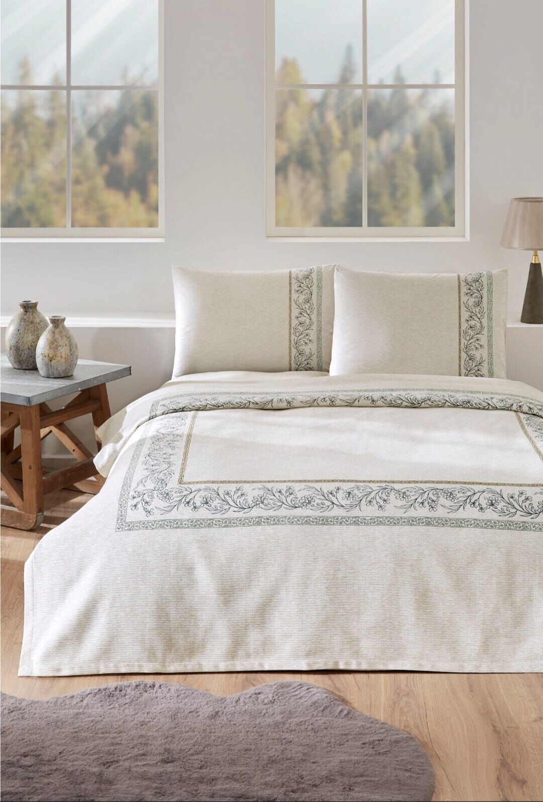 Özdilek Tek Kişilik Ranforce Pike Takımı Bordado Krem