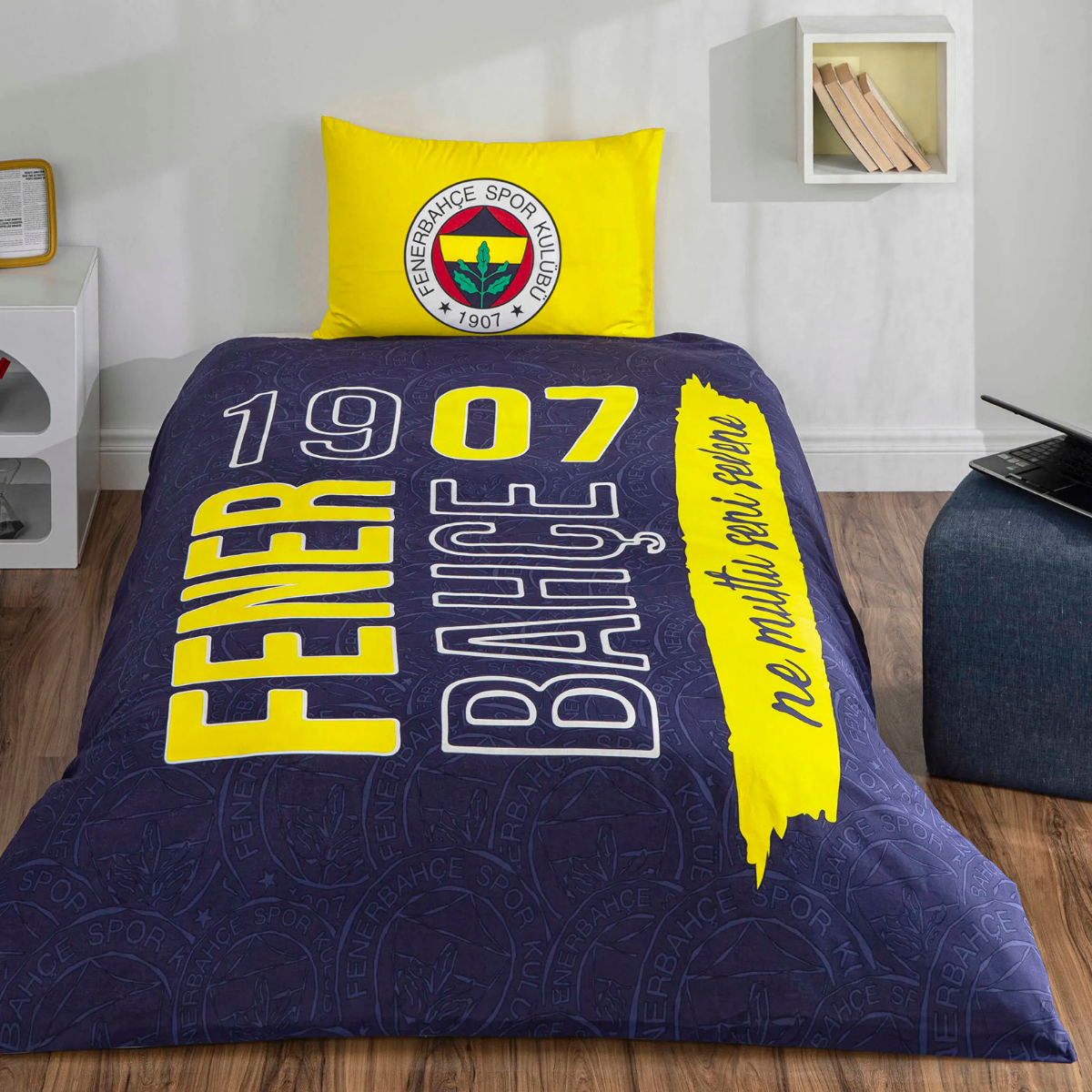 Taç Lisanslı Fenerbahçe Şanlı Kanarya Pamuk Tek Kişilik Nevresim Takımı
