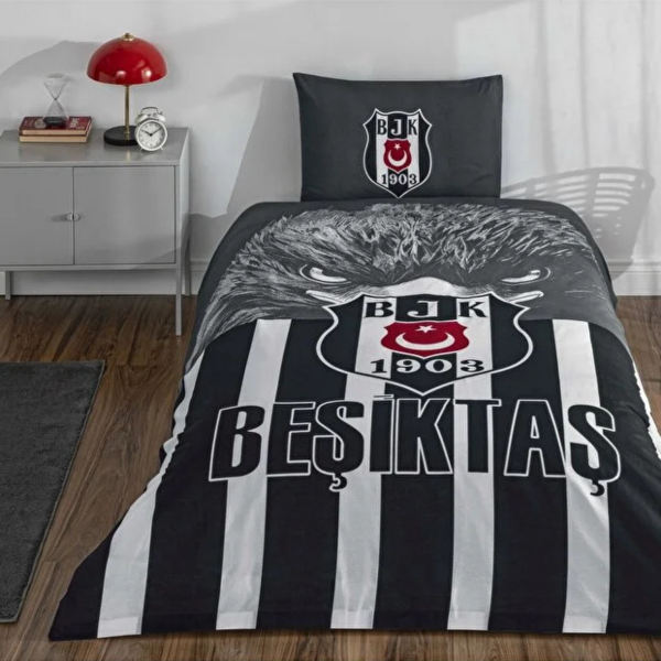 Taç Lisanslı Beşiktaş Şanlı Kartal Pamuk Tek Kişilik Nevresim Takımı