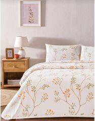 Taç Tek Kişilik Ranforce Baskılı Pike Takımı Verdant Turuncu