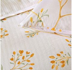 Taç Tek Kişilik Ranforce Baskılı Pike Takımı Verdant Turuncu