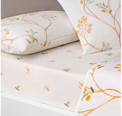 Taç Tek Kişilik Ranforce Baskılı Pike Takımı Verdant Turuncu