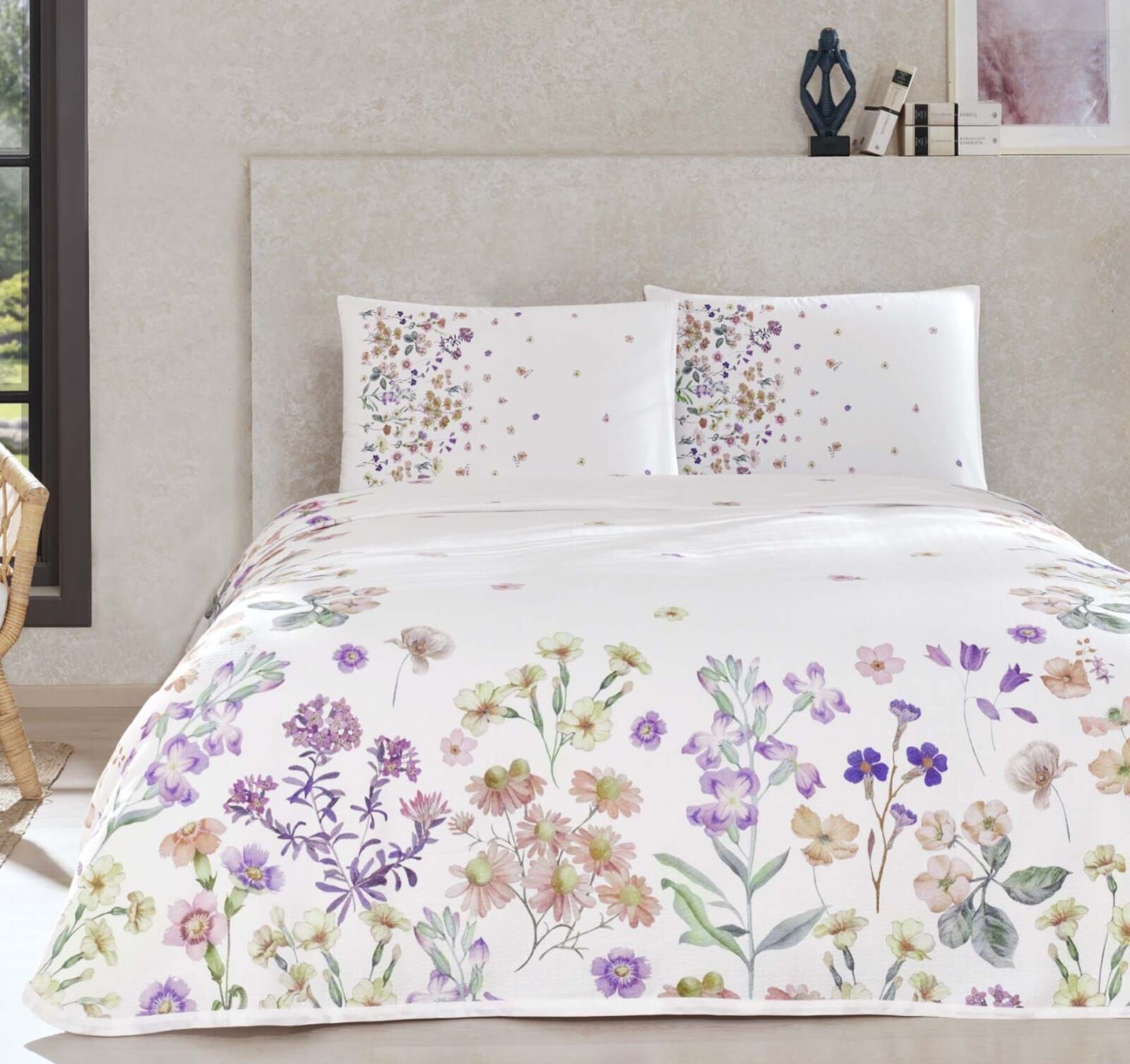 Taç Çift Kişilik Ranforce Baskılı Pike Takımı Gleam