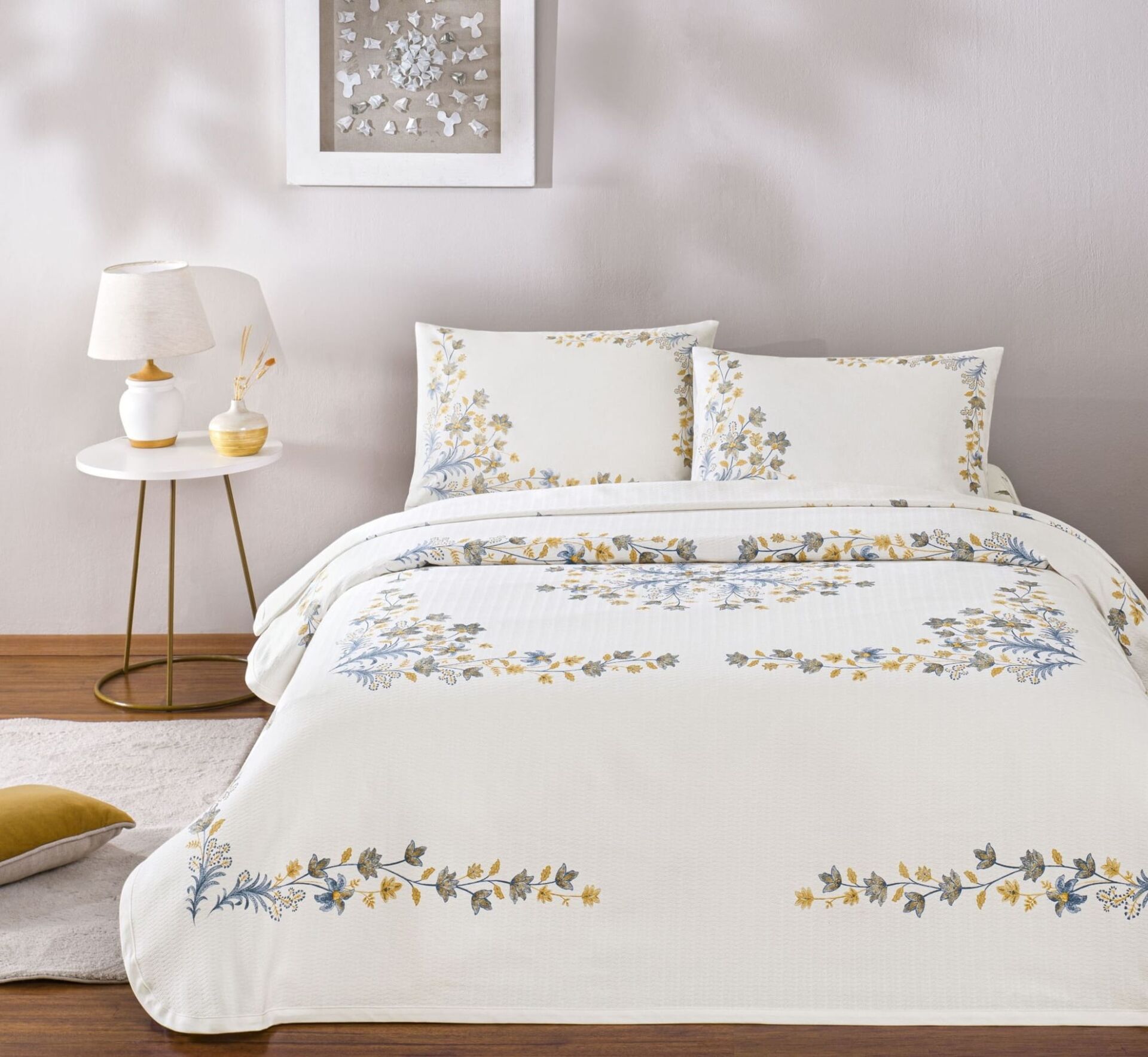 Taç Çift Kişilik Ranforce Baskılı Pike Takımı Charmy