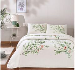 Taç Çift Kişilik Ranforce Baskılı Pike Takımı Bloomy