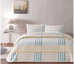 Taç Çift Kişilik Ranforce Baskılı Pike Takımı Willow