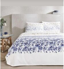 Taç Çift Kişilik Ranforce Baskılı Pike Takımı Flora