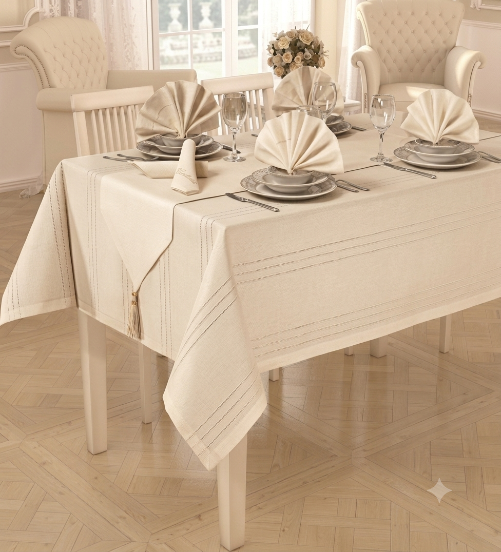 Atak Home Collection Carmen 12 Kişilik 26 Parça Masa Örtüsü Seti