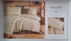 Clasy Ranforce Çift Kişilik Nakışlı Fırfırlı Nevresim Takımı Madera Kahve