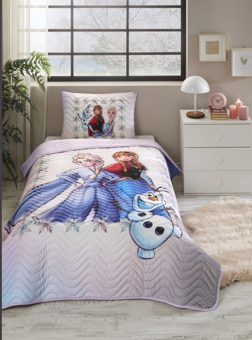 ÖZDİLEK LİSANSLI TEK KİŞİLİK YATAK ÖRTÜSÜ TAKIMI FROZEN FROSTED LIGHTS