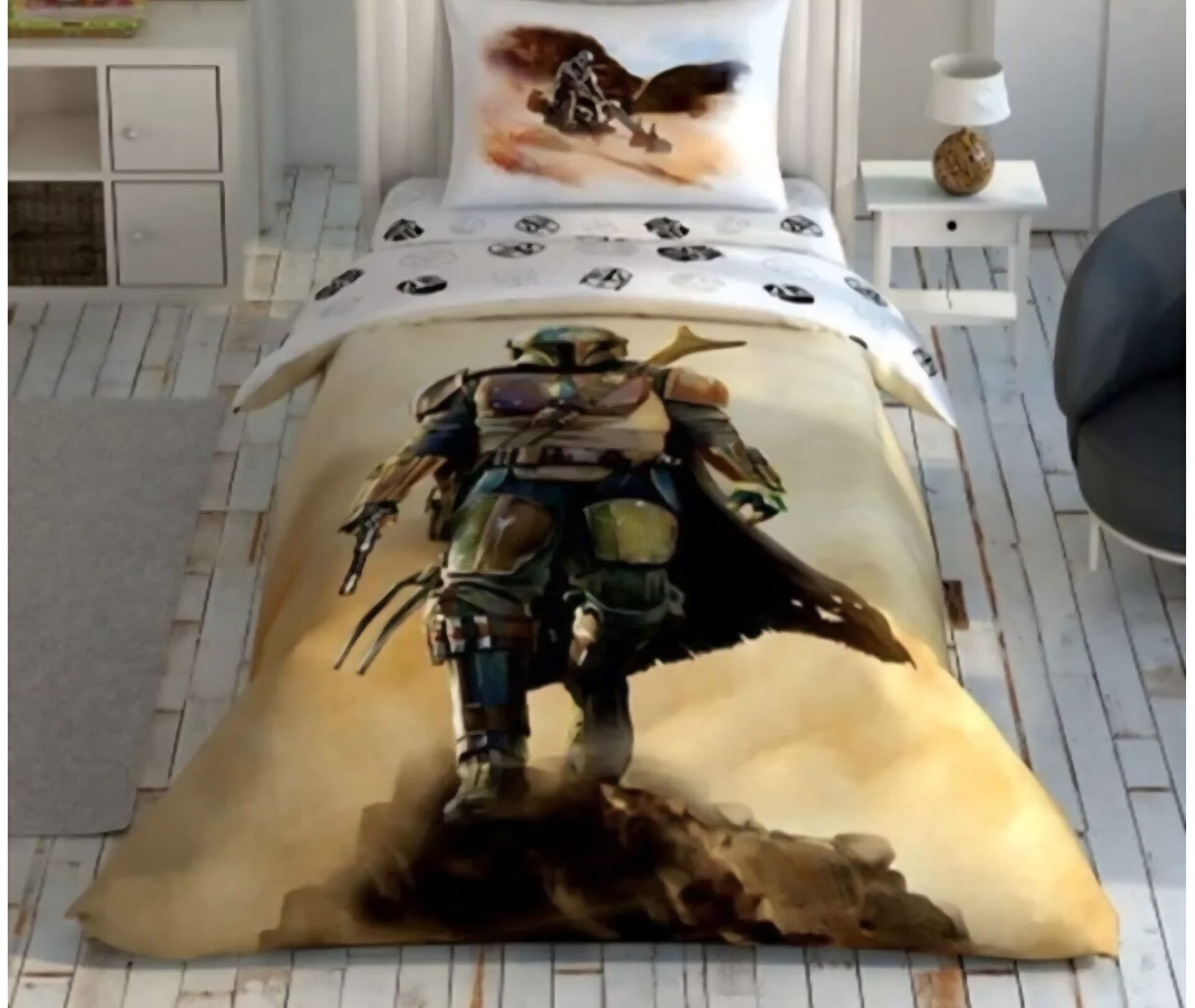 Taç Lisanslı Star Wars Mandalorıan Dust Cloud Tek Kişilik Nevresim Takımı