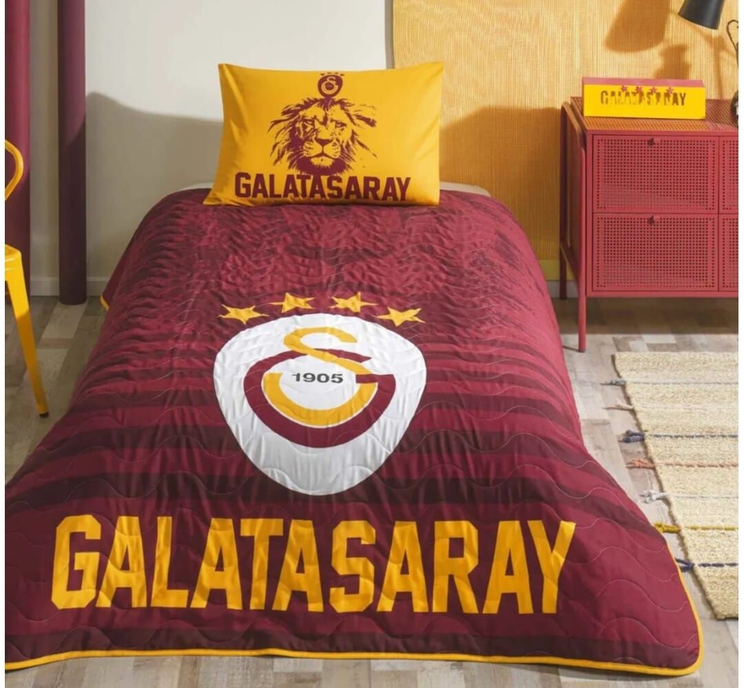 Taç Lisanslı Galatasaray Stripe Tek Kişilik Yatak Örtüsü Takımı