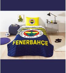 Taç Lisanslı Fenerbahçe Stripe Tek Kişilik Yatak Örtüsü Takımı