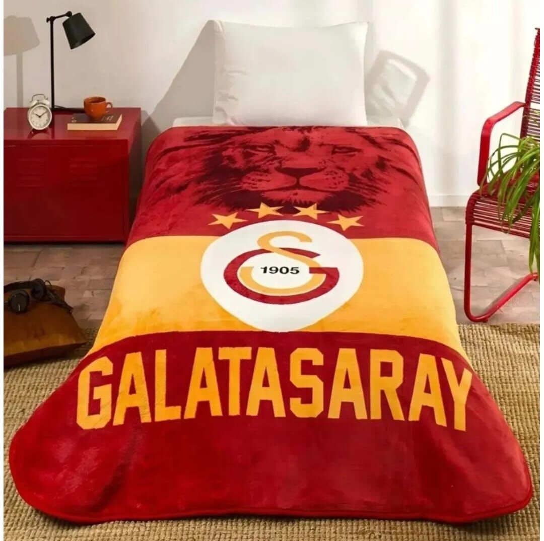 Taç Lisanslı Galatasaray Klasik Aslan Tek Kişilik Battaniye