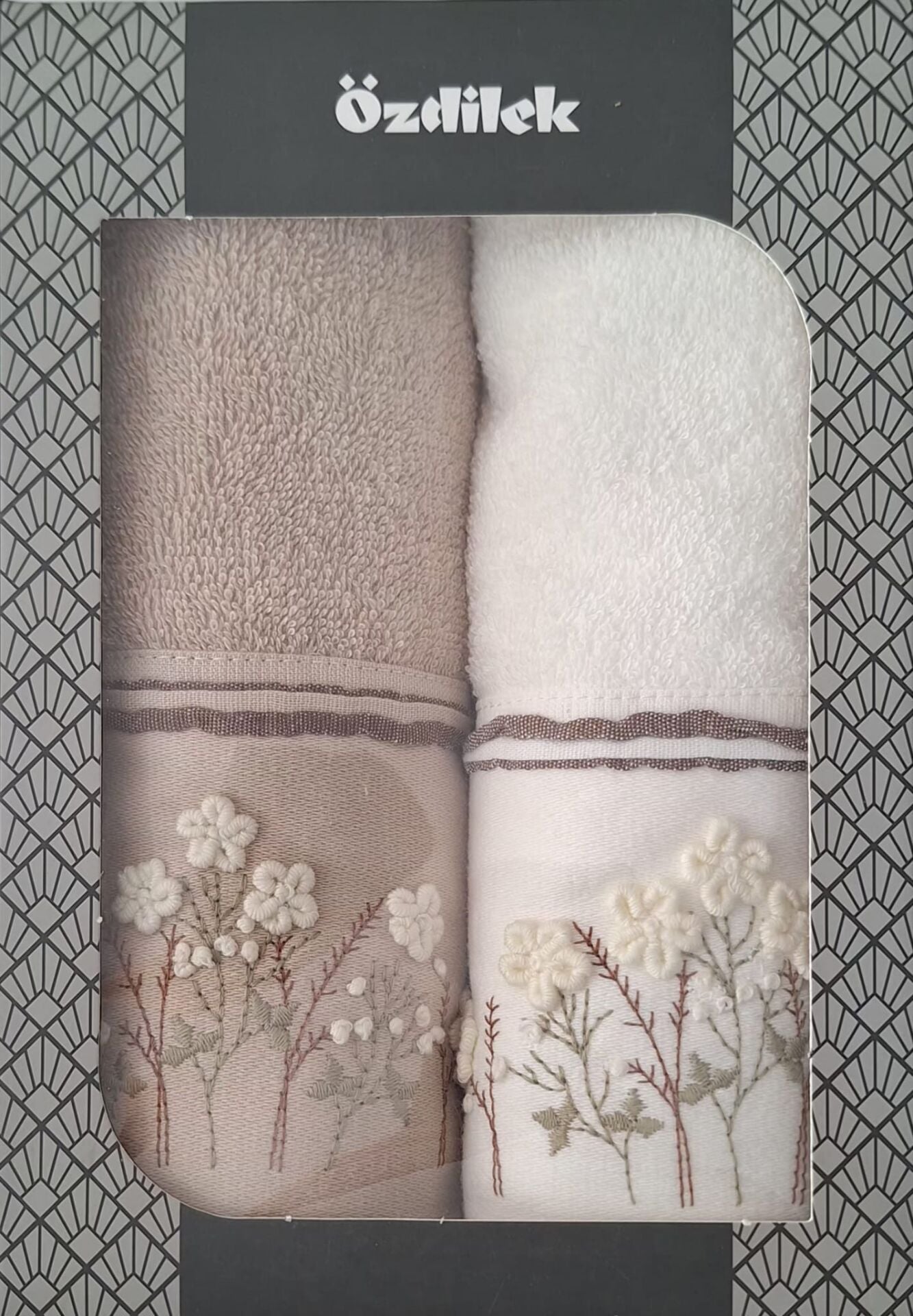 Özdilek Ditsy Garden 2'li Havlu 50*90 Cm El-Yüz Havlusu Krem-Bej