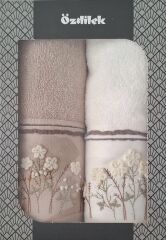 Özdilek Ditsy Garden 2'li Havlu 50*90 Cm El-Yüz Havlusu Krem-Bej