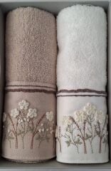 Özdilek Ditsy Garden 2'li Havlu 50*90 Cm El-Yüz Havlusu Krem-Bej
