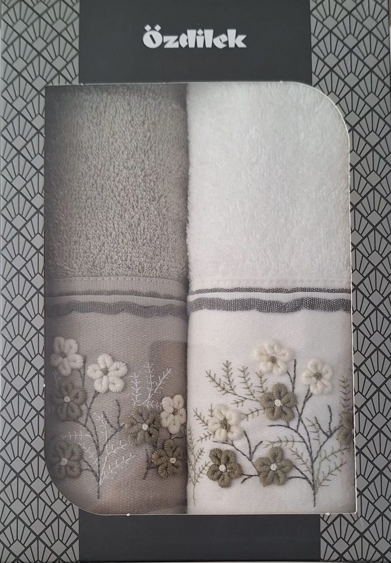 Özdilek Ditsy Garden 2'li Havlu 50*90 Cm El-Yüz Havlusu Krem-Yeşil