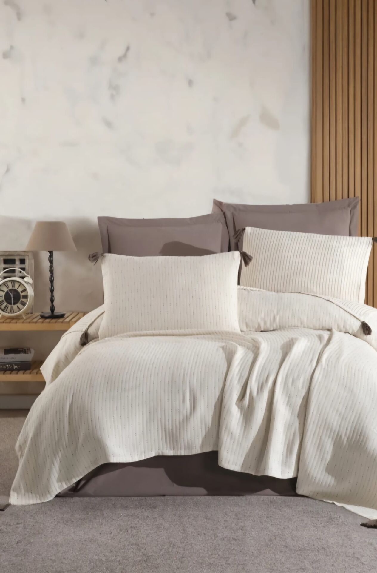 Özdilek Liya Çift Kişilik Pike Seti Bej