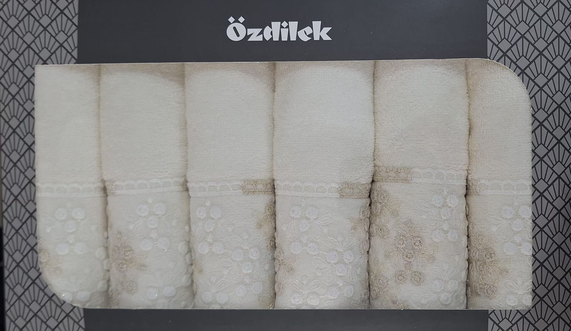 Özdilek Beyza Güpürlü 6'lı Havlu 50*90 Cm El-Yüz Havlusu Krem