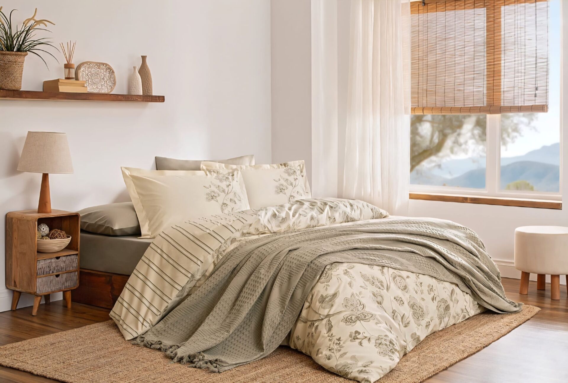 Özdilek Pikeli Nevresim Takımı Çift Kişilik Fresque Bej