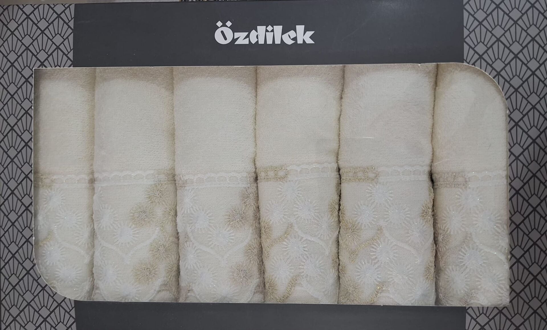 Özdilek Beyza Güpürlü 6'lı Havlu 50*90 Cm El-Yüz Havlusu Krem