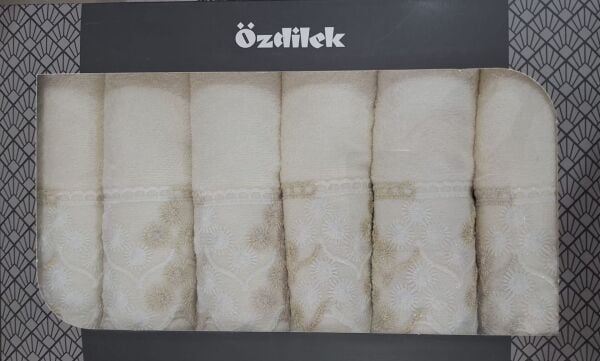 Özdilek Beyza Güpürlü 6'lı Havlu 50*90 Cm El-Yüz Havlusu Krem