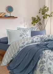 Özdilek Pikeli Nevresim Takımı Çift Kişilik Fresque İndigo