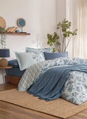 Özdilek Pikeli Nevresim Takımı Çift Kişilik Fresque İndigo