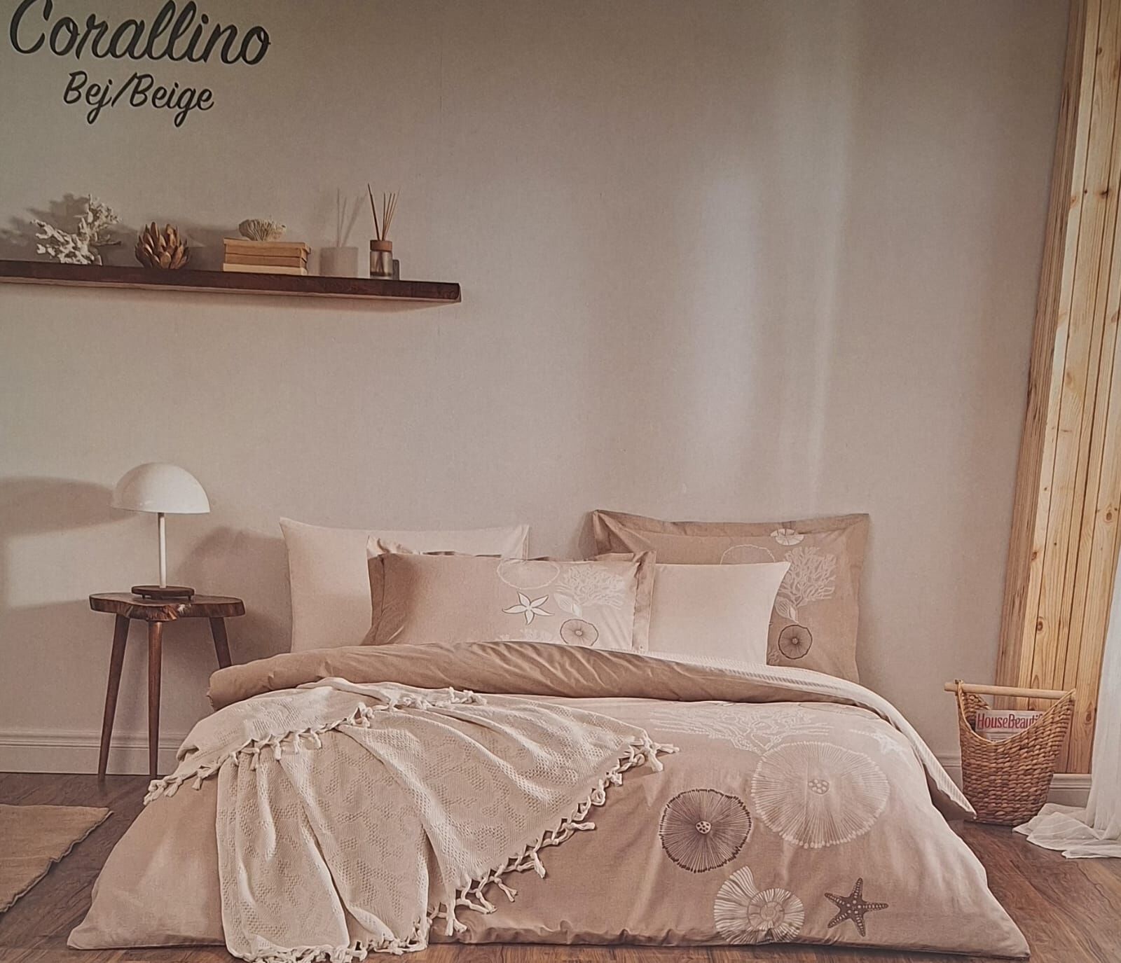 Özdilek Pikeli Nevresim Takımı Çift Kişilik Corallino Bej