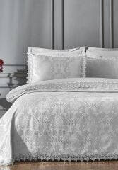 Özdilek Anna Gri Gelin Seti 7 Parça Nevresimli Pike Takımı