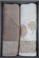 Özdilek Phlox Bej-Krem Bambu 2'li Havlu 50*90 cm El-Yüz Havlusu