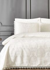 Özdilek Anna Krem Gelin Seti 7 Parça Nevresimli Pike Takımı