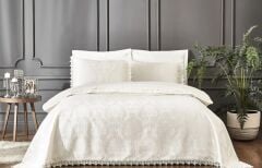 Özdilek Anna Krem Gelin Seti 7 Parça Nevresimli Pike Takımı