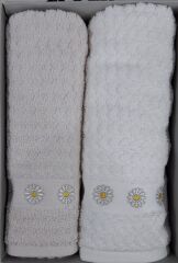 Özdilek Pure Daisy Ekru-A.Bej 2'li Havlu 50*90 cm El-Yüz Havlusu