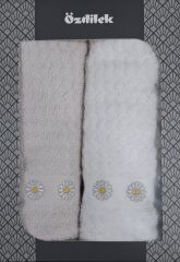 Özdilek Pure Daisy Ekru-A.Bej 2'li Havlu 50*90 cm El-Yüz Havlusu
